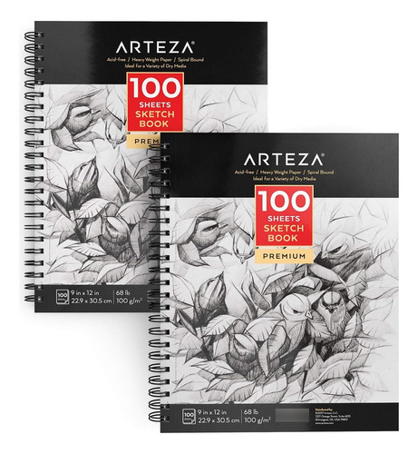 Arteza Cuaderno De Dibujo Sketchbook De 9x12 Inch, 140gsm