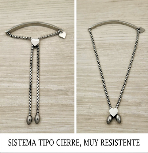 Imagen 3 de 5 de Pulsera Acero Personalizada Grabado Láser M1149