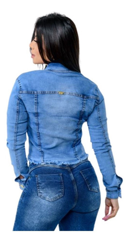 Imagem 2 de 3 de Jaqueta Jeans Feminina Curta Lançamento Flex