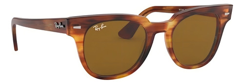 Óculos de sol Ray-Ban Wayfarer Meteor tamanho Standard armação gloss striped havana y lente brown