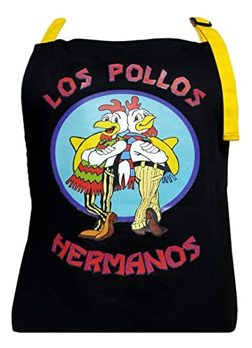 Los Pollos Hermanos Delantal 100% Algodón Negro Con 2 Bolsil