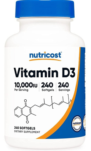 Vitamina D3 10000iu Americano 240 Capsulas