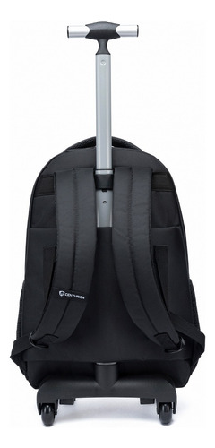 Mochila De Rodinhas Centurion Executiva Resistente Trabalho Cor Preto