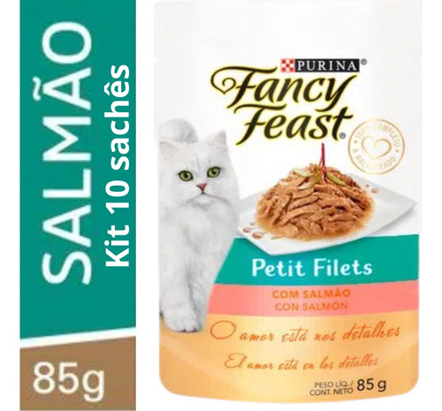 Kit Nestlé Purina Fancy Feast Ração De Gato 10 Sachês 85g