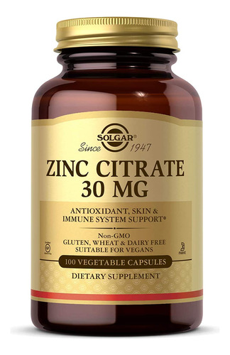 Citrato De Zinc 30mg Inmunológico Apoyo Antioxidante 100 Cap