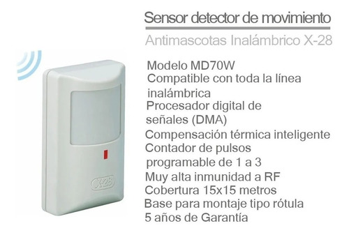 Imagen 2 de 5 de Sensor Movimiento Inalambrico Md70w Alarmas X28