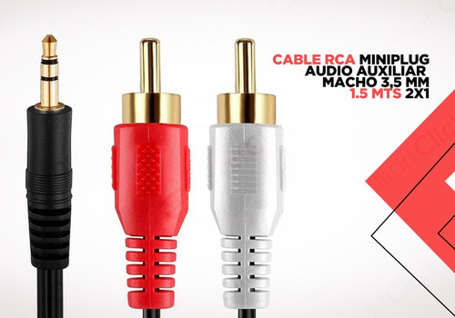 Imagen 7 de 10 de Cable Rca Miniplug Audio Auxiliar Macho 3,5 Mm 1.5 Mts 2x1