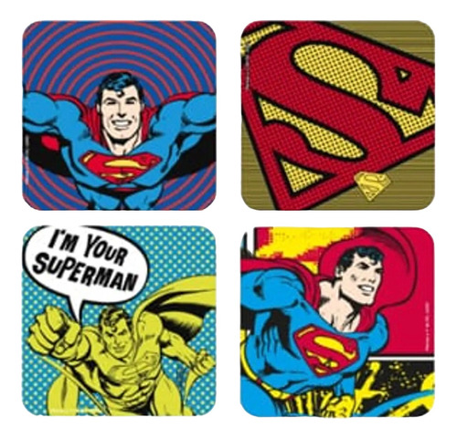 Set Posavasos 4 Unidades Dc Comics Batman Superman 