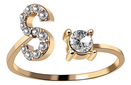 Anillo De Moda Ajustable Con 26 Letras Iniciales De Nuevo Di