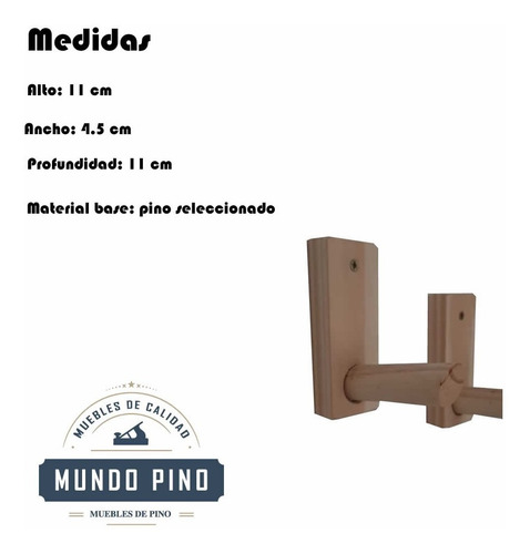 Imagen 2 de 5 de Perchero De Pared Individual Madera Pino Nordico Escandinavo