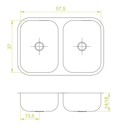 Combo Griferia Cocina Fv Monoc + Pileta Bacha Doble Dh56