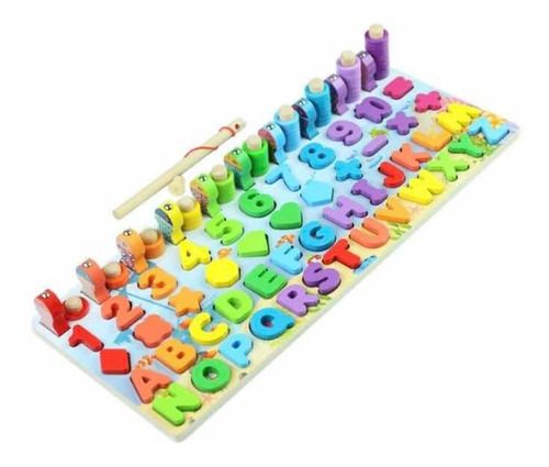 Juguete De Madera Niños Pesca Puzzle Números Formas Y Letras