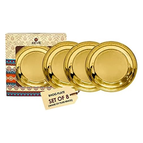 Conjunto De 8 Piezas De Thali De Pujan De Latón Puro S...