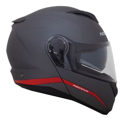 Capacete Escamoteável Norisk Force Simplicity Cinza/vermelho Cor Cinza-escuro Tamanho do capacete 62/XL