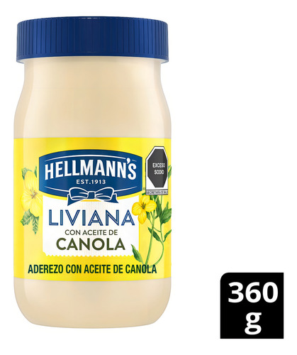 Mayonesa Hellmann's Liviana con Aceite de Canola 360g