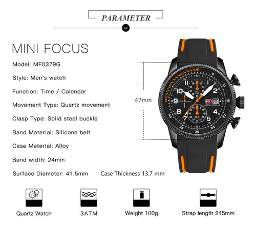 Mini Focus Men Sport Reloj Luminoso Impermeable