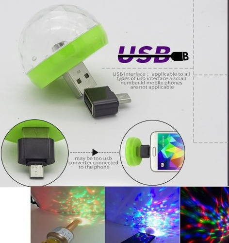 Imagen 7 de 7 de Fiesta Car Bola Rgb Magic Usb Media Esfera Audioritmica Dj