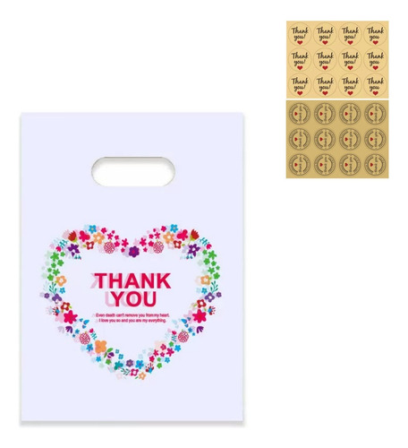 Bolsas Para Boutique,bolsa De Embalaje De 100pzas Gracias Con Corazón