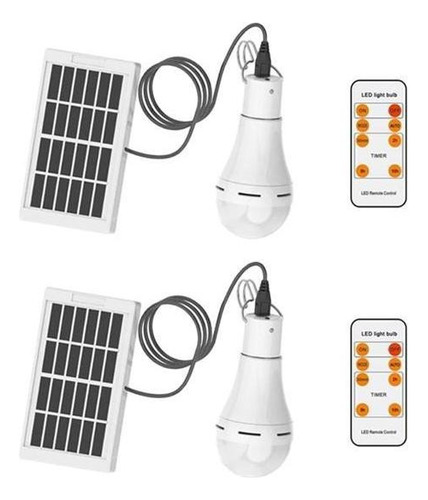 2x Bombilla De Lámpara Solar Libre Portátil Con Energía L