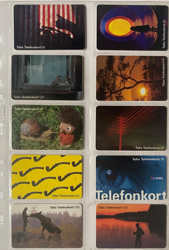 10 Tarjetas Telefónicas Usadas En Folio Lote Suecia Ft20