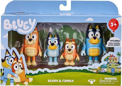 Muñecos Bluey And Friends 4 Pack Bluey & Family