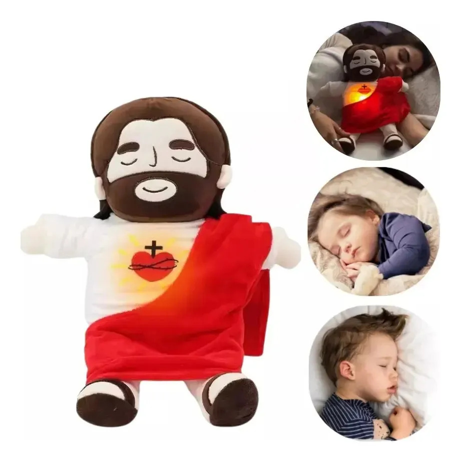 Peluche De Jesús Que Respira Y Se Calma, Animal De Peluche Rojo