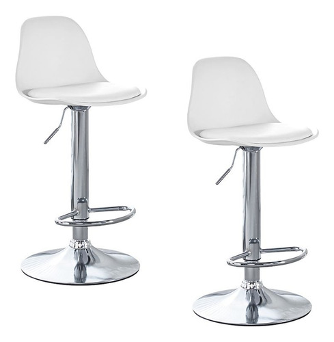 Set De 2 Bancos Tipo Eames Color Blanco 