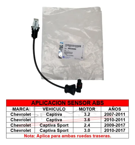 Sensor Abs Trasero Para Captiva Aplica Ambas Ruedas