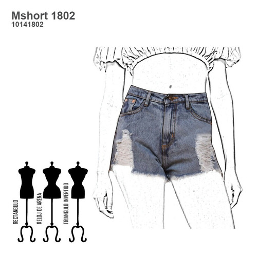 ( Moldes De Ropa)  Short Jeans Mujer 1802