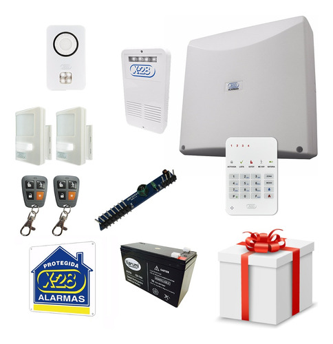 Kit Alarma Casa X-28 4 Zonas Luz Emergencia +llaveros Psenda