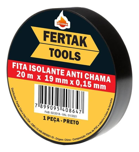 Kit 10x Fita Isolante Antichama, 10m X 19 Mm Fertak Cod 3410