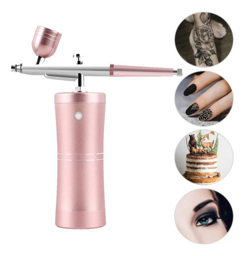 Lazhu Usb Rechargeable Airbrush Kit Airbrush Compressor Pink