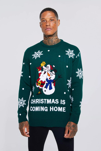 Sweater De Navidad Christmas Coming Unisex Tejido M Y L