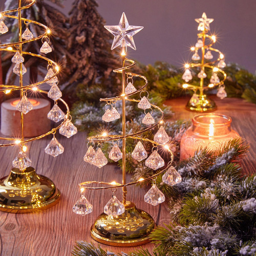 Lámpara De Árbol De Navidad Con Led Y Colgante De Cristal,