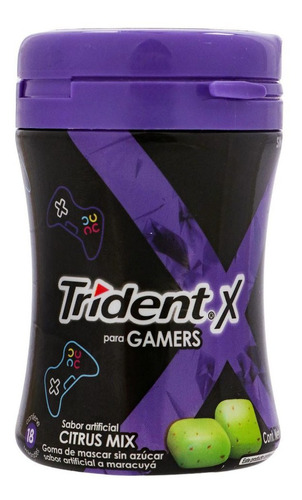 Chicles Trident X Para Gamers - Citrus Mix - Botella × 37,8g