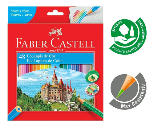 Lápis De Cor Faber Castell 48 Cores Ecolápis Sextavado