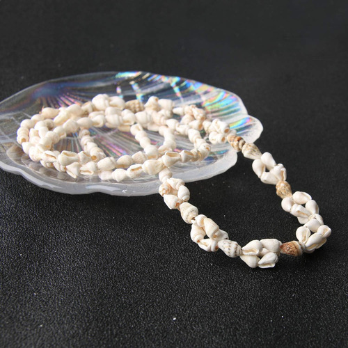 Kelitch Collar Largo De Perlas De Concha Collar De Cuentas D