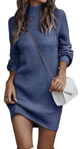 Vestido Suéter De Cuello Alto De Invierno Para Mujer