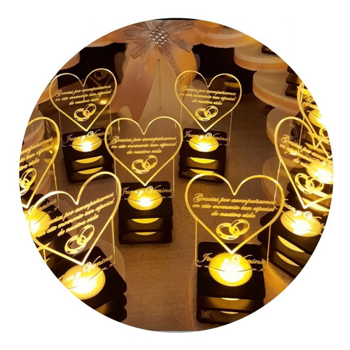 Souvenir Personalizado Luz Led Boda Casamiento Pack X25