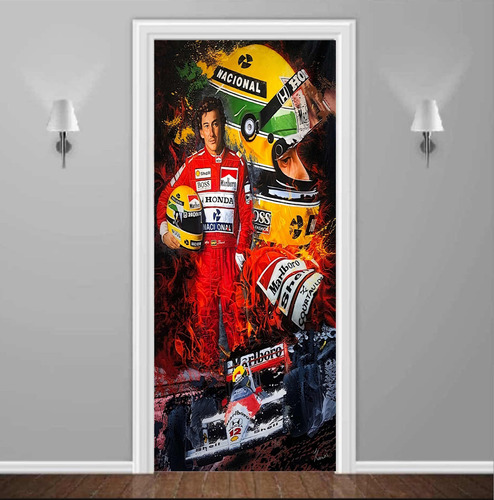 Papel De Parede Tipo Pintura Do Ayrton Senna Para Porta