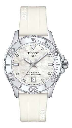 Reloj Hombre Tissot T120.210.17.116.00 Seastar Color De La Correa Blanco Color Del Bisel Plateado Color Del Fondo Blanco