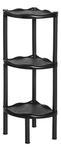 Prateleira Triangular 3 Andares Plástico Cantoneira Banheiro Cor Preto