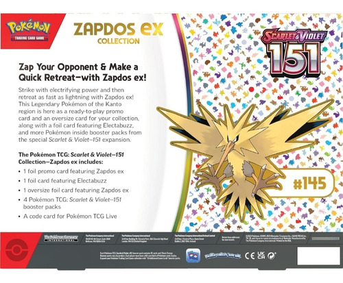 Pokemon Tcg Scarlet & Violet 3.5 Pokemon 151 Zapdos Ex Box