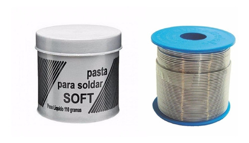 Kit Rolo Carretel De Solda 500g + Pasta Fluxo Para Soldar