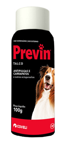 Previn Talco 100g  - Combate A Pulgas E Carrapatos Dos Cães 
