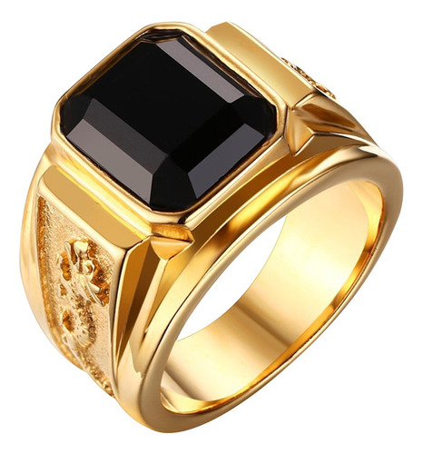  1 Anillo De Oro De Moda Vintage Negro Anillo Elegante Je