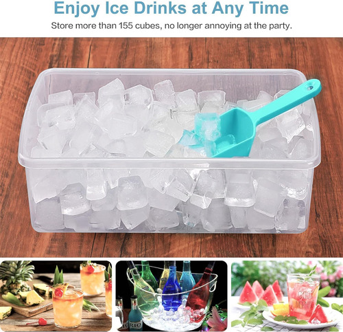 Ice Cube Trays For Freezer With Lid And Storage Container, E
