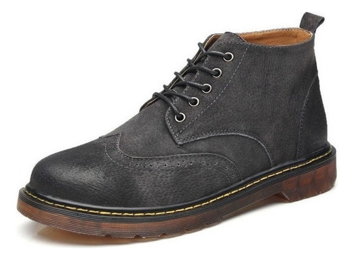 Suela De Goma, Zapatos Martin Altos De Piel Para Hombre 7055