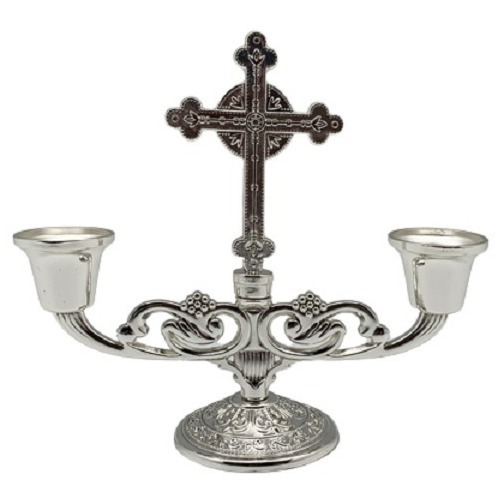 Figura Decorativa Candelabro Silver Religioso.