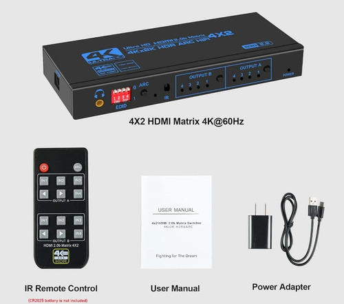 Administrador Hdmi Matrix 4x2 4 Entradas A 2 Salidas 4k 60hz
